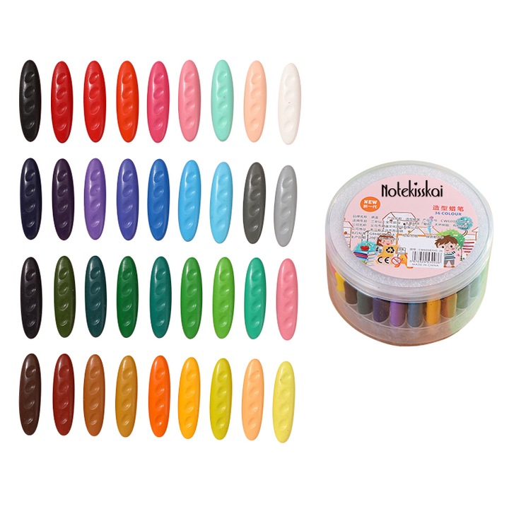 Set de creioane pentru prescolari, Notekisskai, 36 culori, design racheta, material acrilic, multicolor