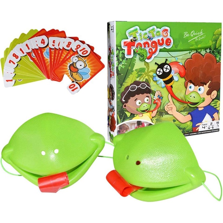 Társasjáték, Gieriges Chamaleon, 2 db-os békamaszk készlet, 10 pasziánsz, zöld, 9x13cm