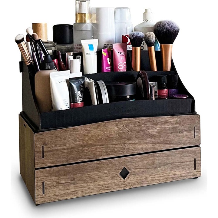 Organizator pentru machiaj Bella, Large MDF, nuc