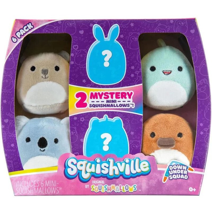 Set de mini plusuri Squishville Down Under de 6 piese, care include 2 ...