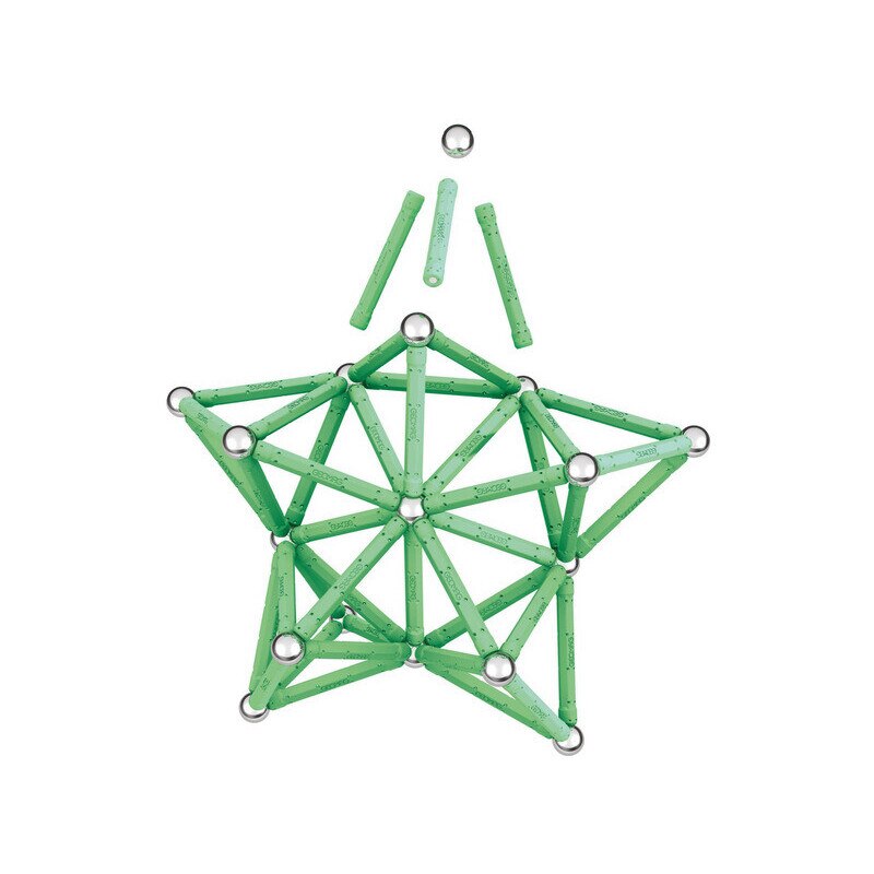 Geomag Glow Recycled 93 Pezzi - Costruzioni Magnetiche Che Si Illuminano Al Buio, Plastica Riciclata, Gioco Educativo