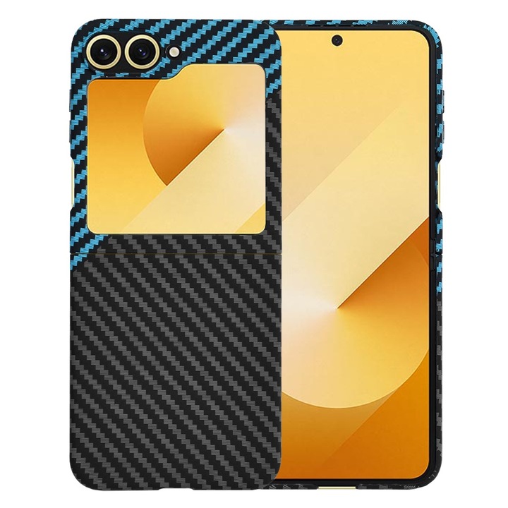 Husa pentru Samsung Galaxy Z Flip 6 Daden®, Ultra Slim, Carbonite FiberShell, Calitate Premium, Blue Pulse