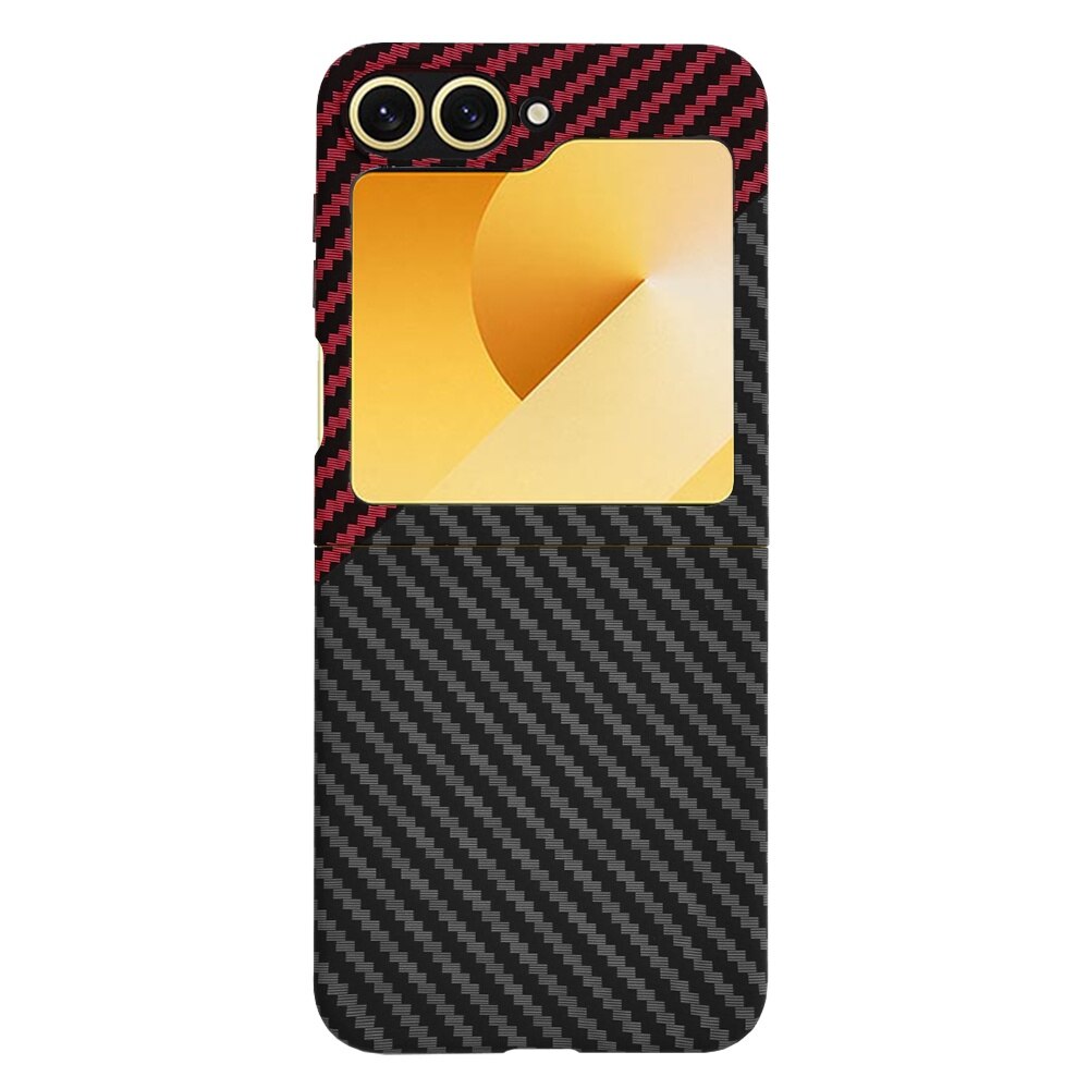 Husa pentru Samsung Galaxy Z Flip 6 Daden®, Ultra Slim, Carbonite FiberShell, Calitate Premium, Red Vortex