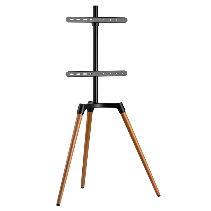 Поставка за телевизор StableDesk 50"-65", тип студиен статив трипод, съвместима със SmartTV, органайзер за кабели, бук / черен