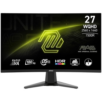 Monitor Gaming MSI MAG 27CQ6F, VA, 27 inch, WQHD, Displayport, HDMI, Curbat, 180 Hz, 0.5 ms, Negru