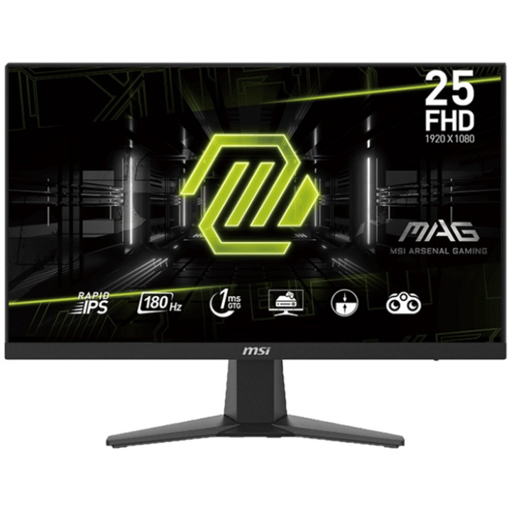 MSI MAG 256F IPS LED Gaming monitor, 24.5", Full HD (1920x1080), 180Hz, 1ms, Adaptive-Sync, Night Vision, Eye Care, 2x HDMI, Display Port, Jack, Fekete