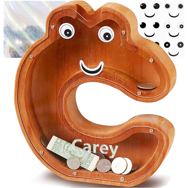 Pusculita decorativa, lemn/acril, maro/transparent, litera C