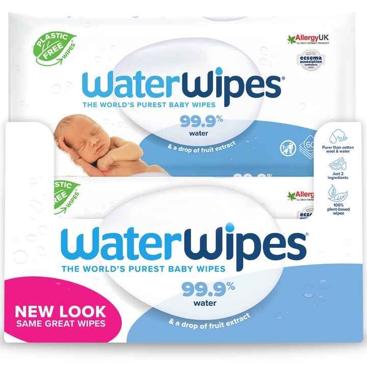 Комплект мокри кърпички Water Wipes, 12 пакета х 60, 720 броя