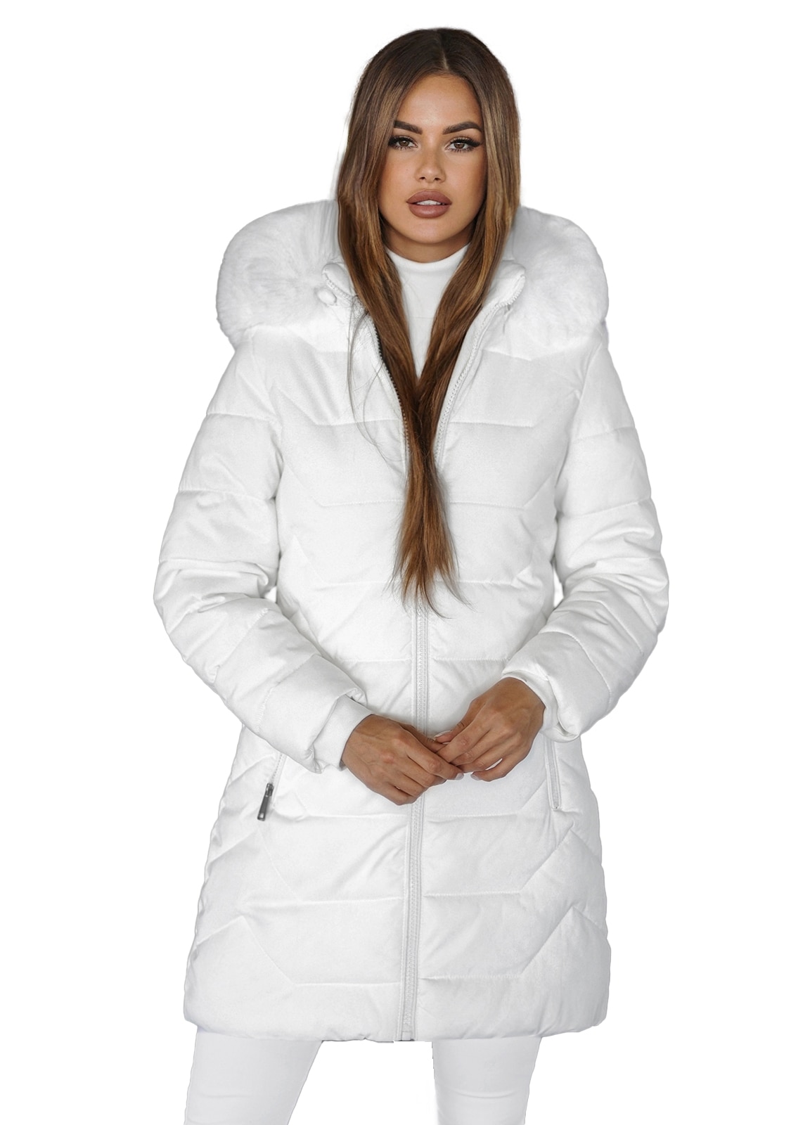 Geaca iarna dama alb OZONEE JS/16M9121/281Z M - eMAG.ro