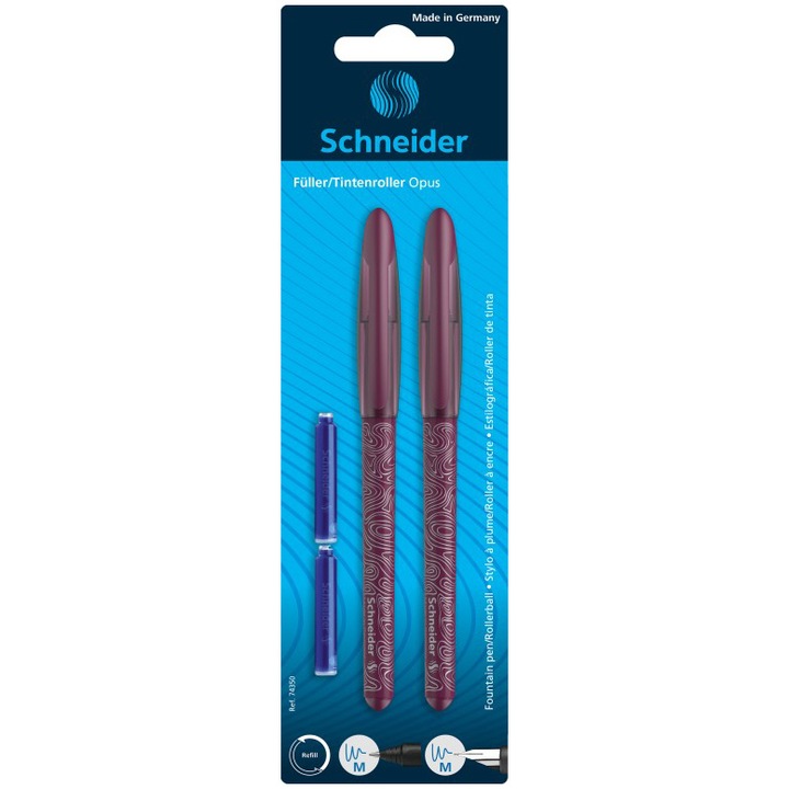 Stilou + Roller Schneider Opus+2 rezerve, Bordo