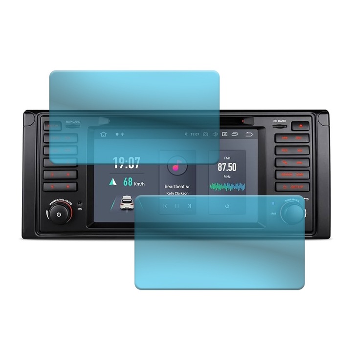 Set 2x Folie Protectie Sistem Infotainment Auto din Hydrogel Regenerabil pentru XTRONS PQ7039B (BMW 5er E39), OPTIM SOLUTION, Protectie Completa, Flexible Hydro-Crystal, Aspect Impecabil, Premium Optim Core Technology, Anti-zgarieturi, Clear