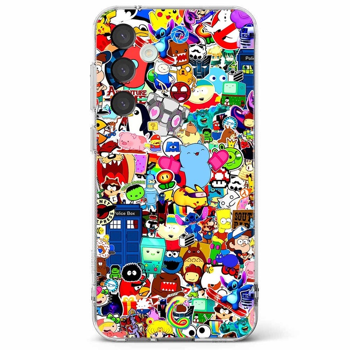Husa telefon compatibila cu Samsung Galaxy A55 5G, Viceversa, model Cartoons Stickers, Silicon, TPU