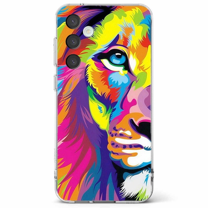 Husa telefon compatibila cu Samsung Galaxy A55 5G, Viceversa, model Colorfull king of jungle, Silicon, TPU