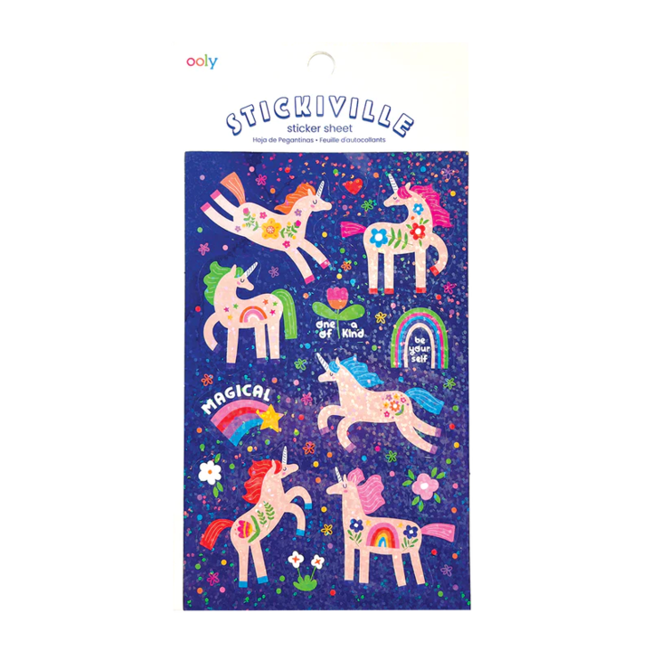 Abtibilduri holografice cu sclipici Stickiville Magical Unicorns