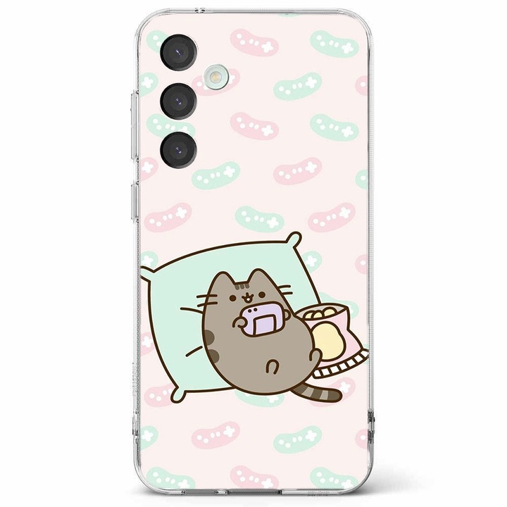 Калъф за телефон, съвместим с Samsung Galaxy A55 5G, обратно, Lets play some games Pusheen модел, силикон, TPU