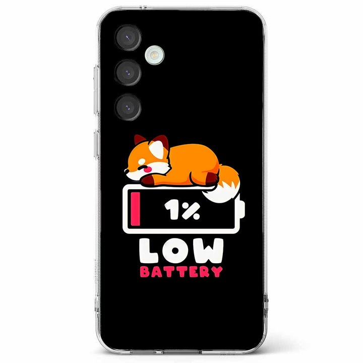 Husa telefon compatibila cu Samsung Galaxy A55 5G, Viceversa, model Low battery fox, Silicon, TPU