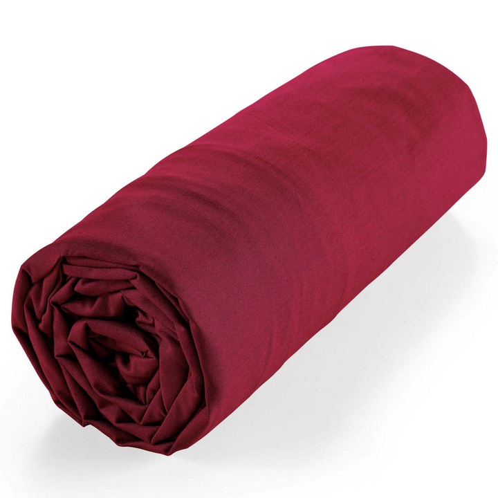 Двоен чаршаф от органичен памук, BIOLINA, 140 x 190 см - бордо