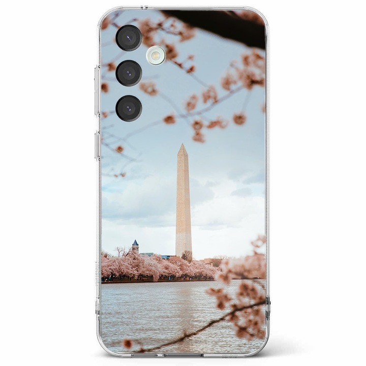 Husa telefon compatibila cu Samsung Galaxy A55 5G, Viceversa, model Cherry Blossom in Washington, Silicon, TPU