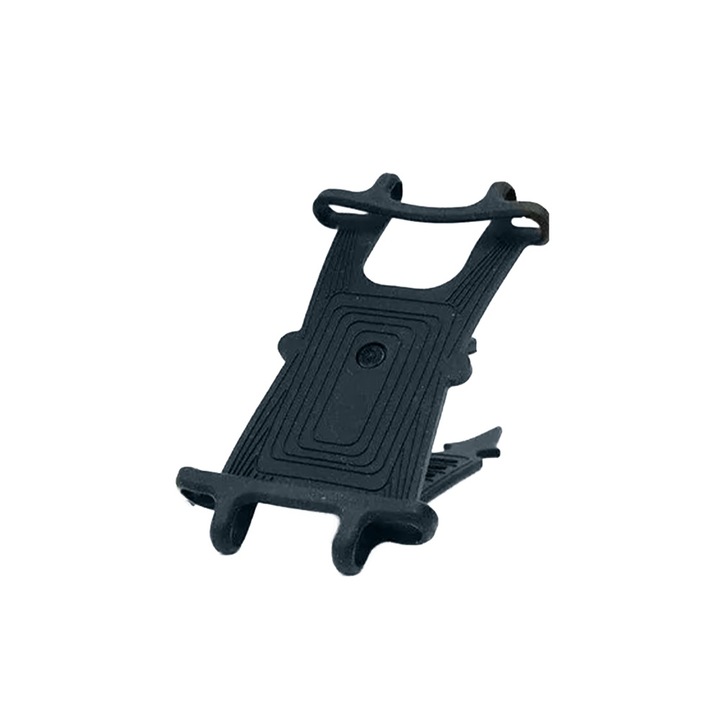Стойка за телефон COMANDO за доставка / куриер, Гъвкав силикон, Лента за захващане, Устойчива на всякакъв вид удар, Против надраскване, Черна