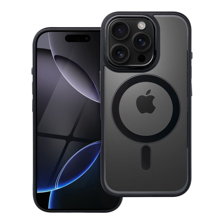 Daden Magcover Edge tok, iPhone 16 Pro Max-hoz, beépített Magsafe, Kiváló minőség, ütésálló, sarokvédelem, átlátszó fekete élekkel