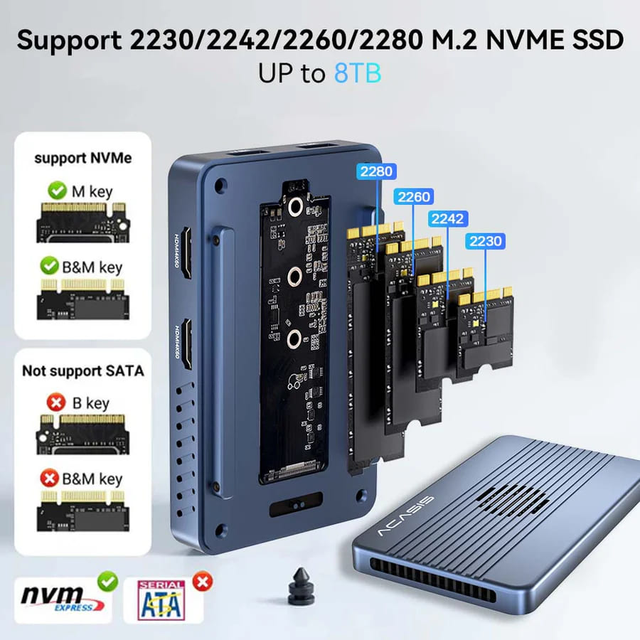 Carcasa Rack SSD Docking Station 8-in-1 Acasis M.2 NVME TBU405Max