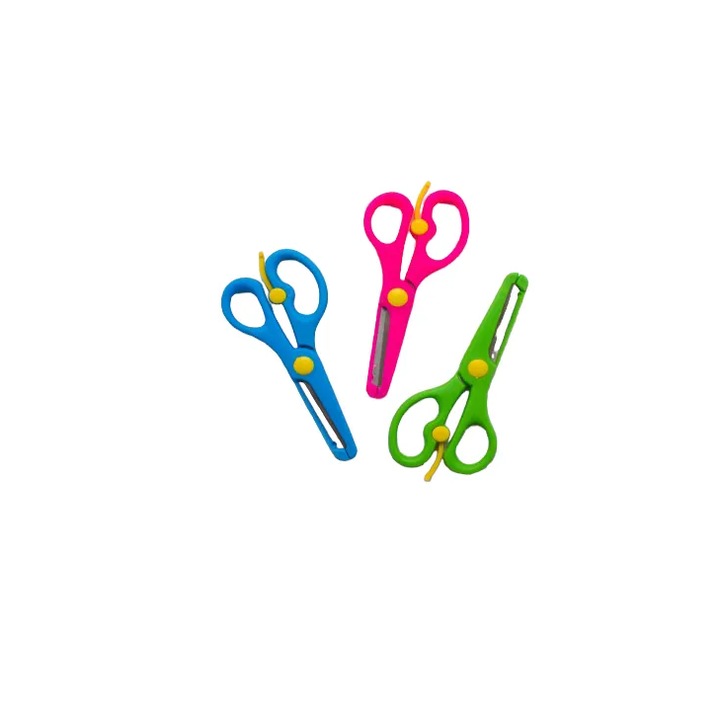 Set 3 x Foarfeca Scolara Cu Protectie Varf Rotunjit, Roz Verde Albastru