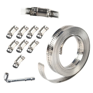 Kit coliere prindere din otel inoxidabil, banda 3.5m x 12.5mm, 8 prinderi ajustabile