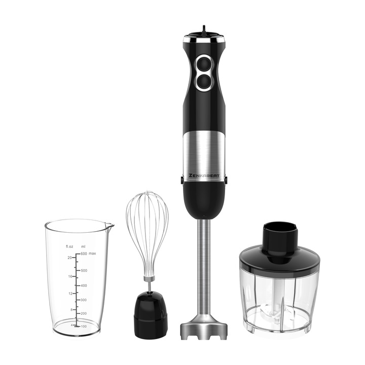 Блендер 4в1 Zenkabeat B23-V с мощност 1000W, професионален вертикален миксер, 6 степени на скорост и функция Turbo, функция Smart Blending, многофункционален, черен/сив