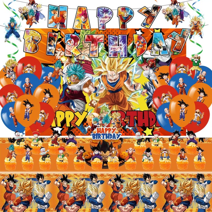 Парти комплект с драконова тематика, 102 части, украса за рожден ден, банер, фон, покривка, топер за торта, топер за кексчета, латексови балони