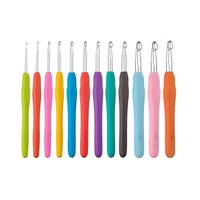 Set 12 crosete, metal/plastic, multicolor, 2mm-9mm