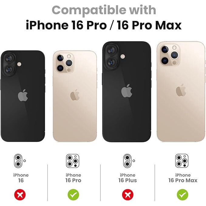 Folie protectie camera spate MDUG, compatibila iPhone 16 Pro/16 Pro Max, sticla temperata 9H, rezistenta la zgarieturi, Negru