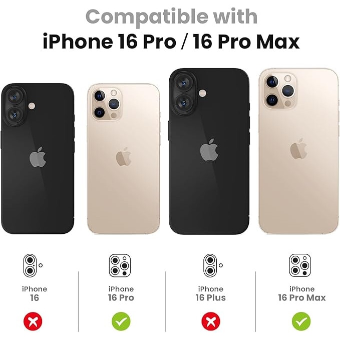 Folie protectie camera spate MDUG®, compatibila iPhone 16 Pro/16 Pro Max, sticla temperata 9H, rezistenta la zgarieturi, Alb/Negru
