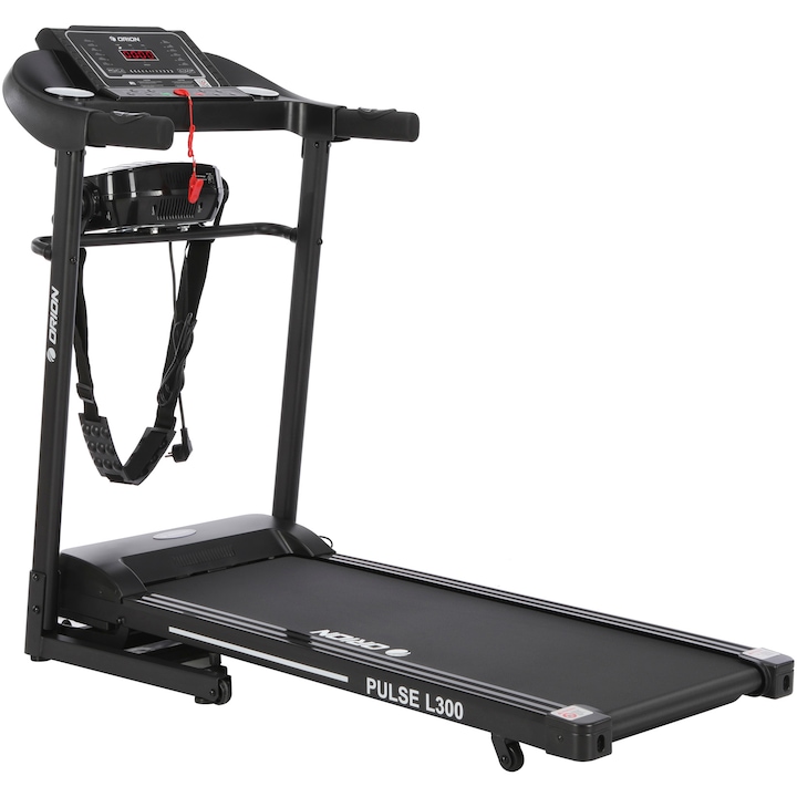 Banda de alergat electrica cu aparat masaj Orion Pulse L300, motor 2 CP, viteza 1-12.8 km/h, Bluetooth+App (Fitshow / Kinomap / Ziwft), inclinare manuala, greutate maxima suportata 100 kg