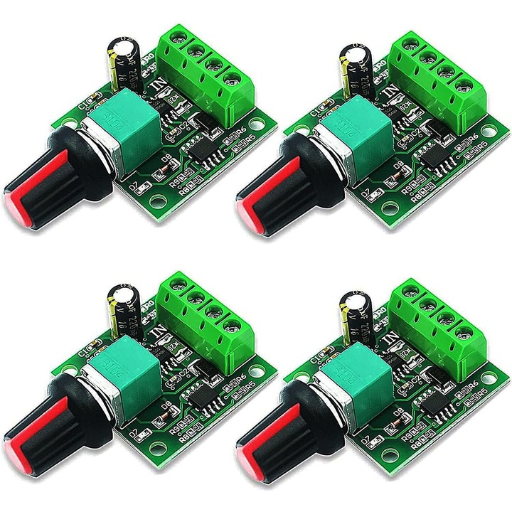 Комплект от 4 скоростни контролера за DC мотор, 1.8V-12V, 2A, 32x32x12mm