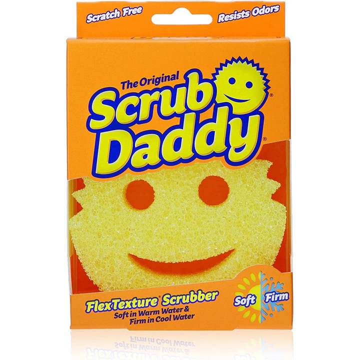 Scrub Daddy sárga tisztító szivacs, 10x10cm, karcmentes, készlet 1 db