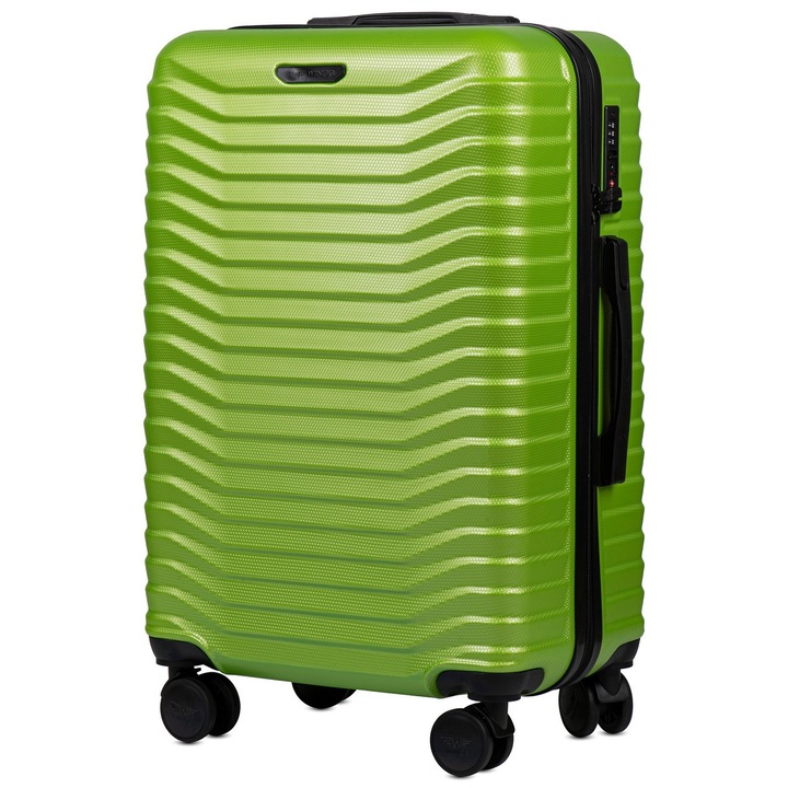 Troler mediu Wings PC140, policarbonat, cifru TSA, 65.5 cm, verde