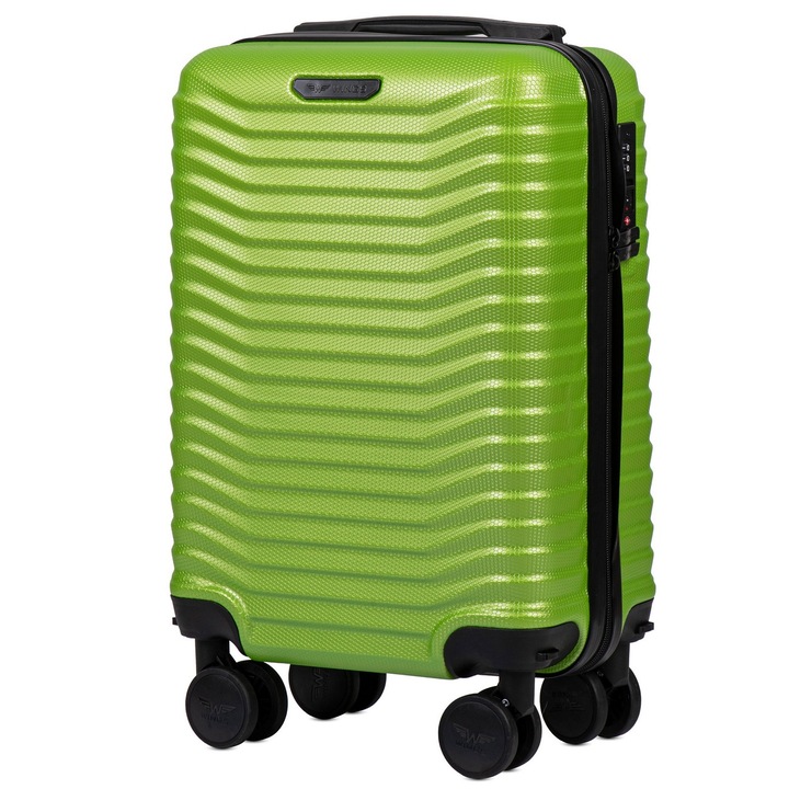 Куфар XS Wings PC140, Поликарбонат, Подвижни колела, Тип количка, TSA комбинация, 51,5 см, Зелена
