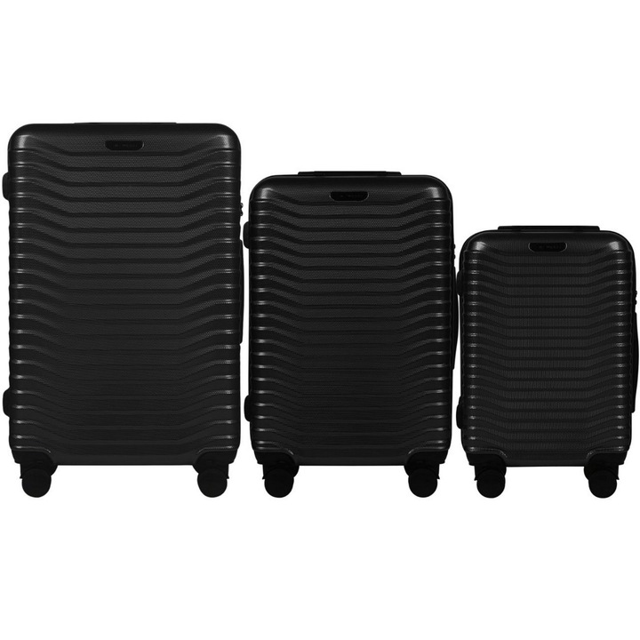 Set trolere 3 piese Wings PC140, policarbonat, cifru TSA, negru