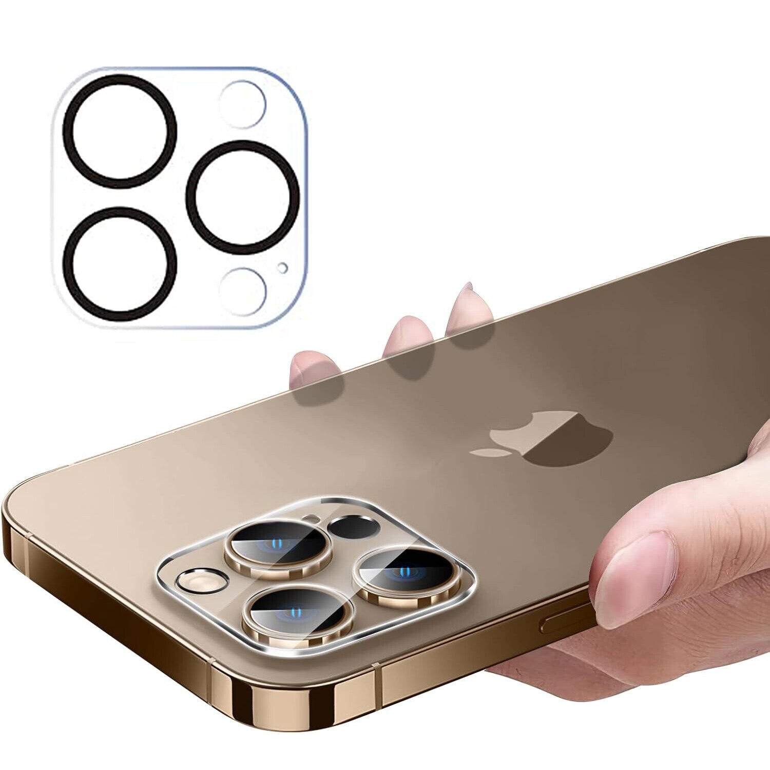 Folie protectie camera spate MDUG®, compatibila iPhone 16 Pro/16 Pro Max, sticla temperata 9H, rezistenta la zgarieturi, Alb/Negru