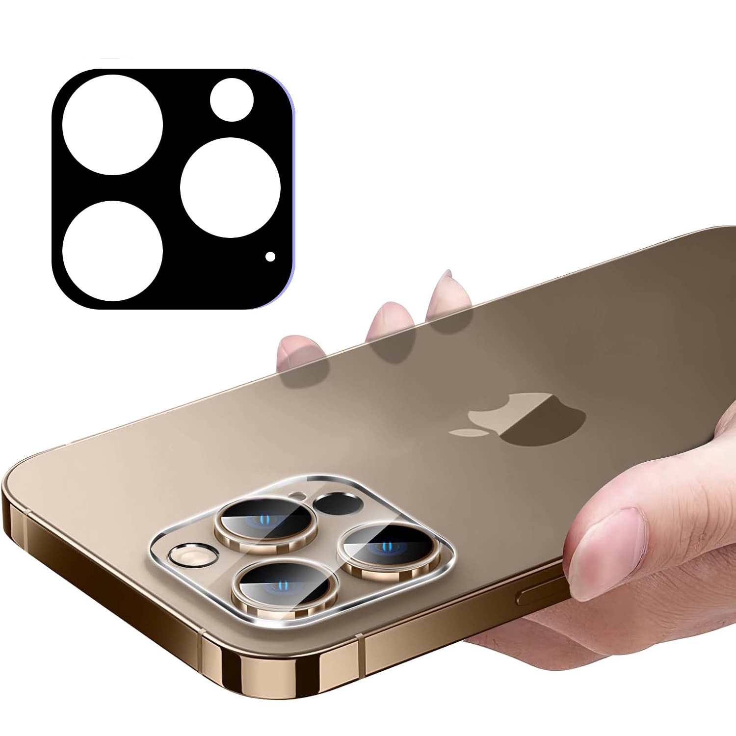 Folie protectie camera spate MDUG, compatibila iPhone 16 Pro/16 Pro Max, sticla temperata 9H, rezistenta la zgarieturi, Negru
