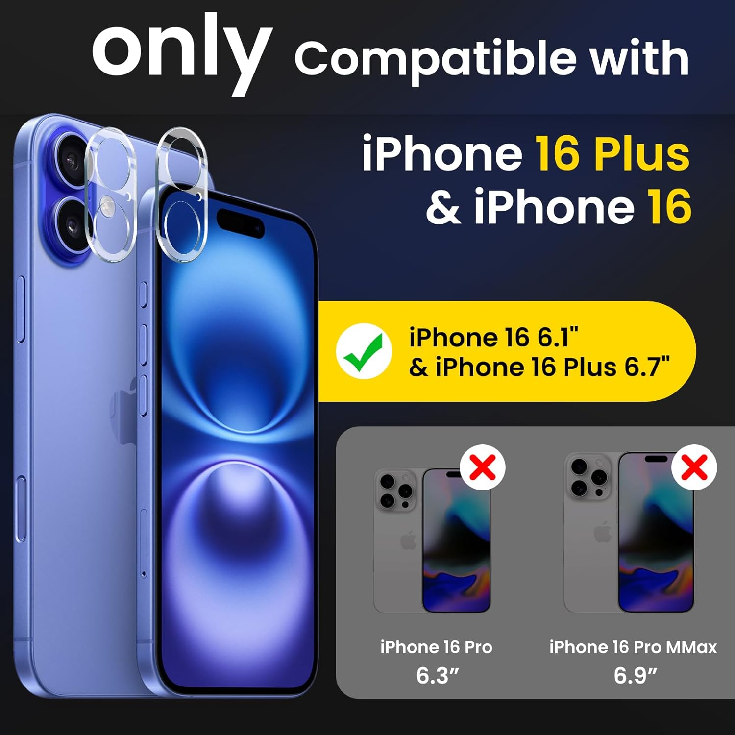 Folie protectie camera foto MDUG, compatibila iPhone 16/iPhone 16 Plus, sticla temperata 9H, rezistenta la zgarieturi, transparenta, Alb-Negru