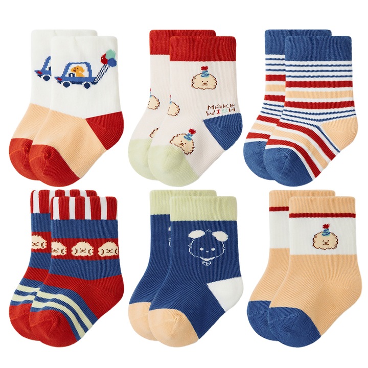 Set sosete bebelusi QttvbTna, bumbac, multicolor, 6-8cm/9-11cm/12-14cm/14-16cm
