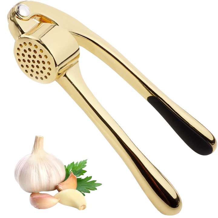 Presa de usturoi, Cozevdnt, metal, design ergonomic, auriu