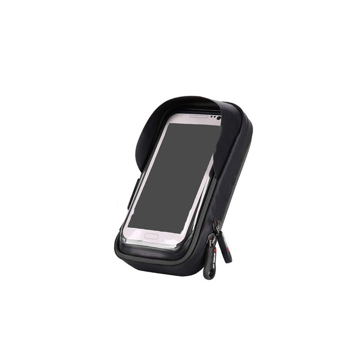 Borseta 360 cu parasolar pentru Telefon sau GPS, cu montare pe bicicleta, trotineta, motocicleta sau scuter, Rezistent la socuri, Anti-praf, Protectie impotriva zgarieturilor si a apei, Negru