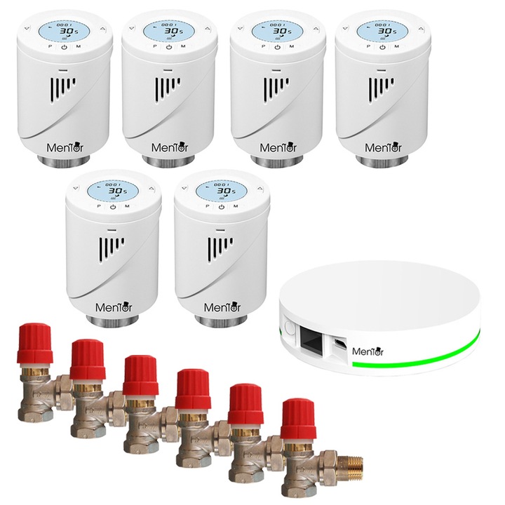 Kit Robinet Termostatat Danfoss si Cap Termostatic calorifer Smart Mentor TZB661D ZigBee Programabil LCD cu HUB