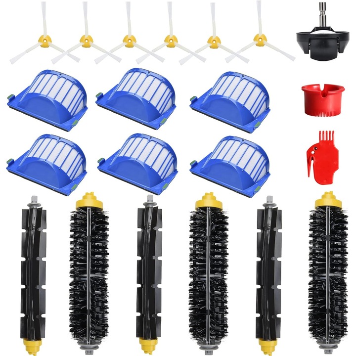 Комплект резервни части за прахосмукачка Enforose, пълен комплект с HEPA филтри и странична четка, за Roomba серия 600