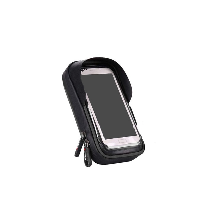 Чанта за телефон или GPS за доставчик и куриер, 360, Сенник, Монтаж на велосипед, мотоциклет или скутер, Антишок, Защита от прах и мръсотия, Водоустойчив, Черен