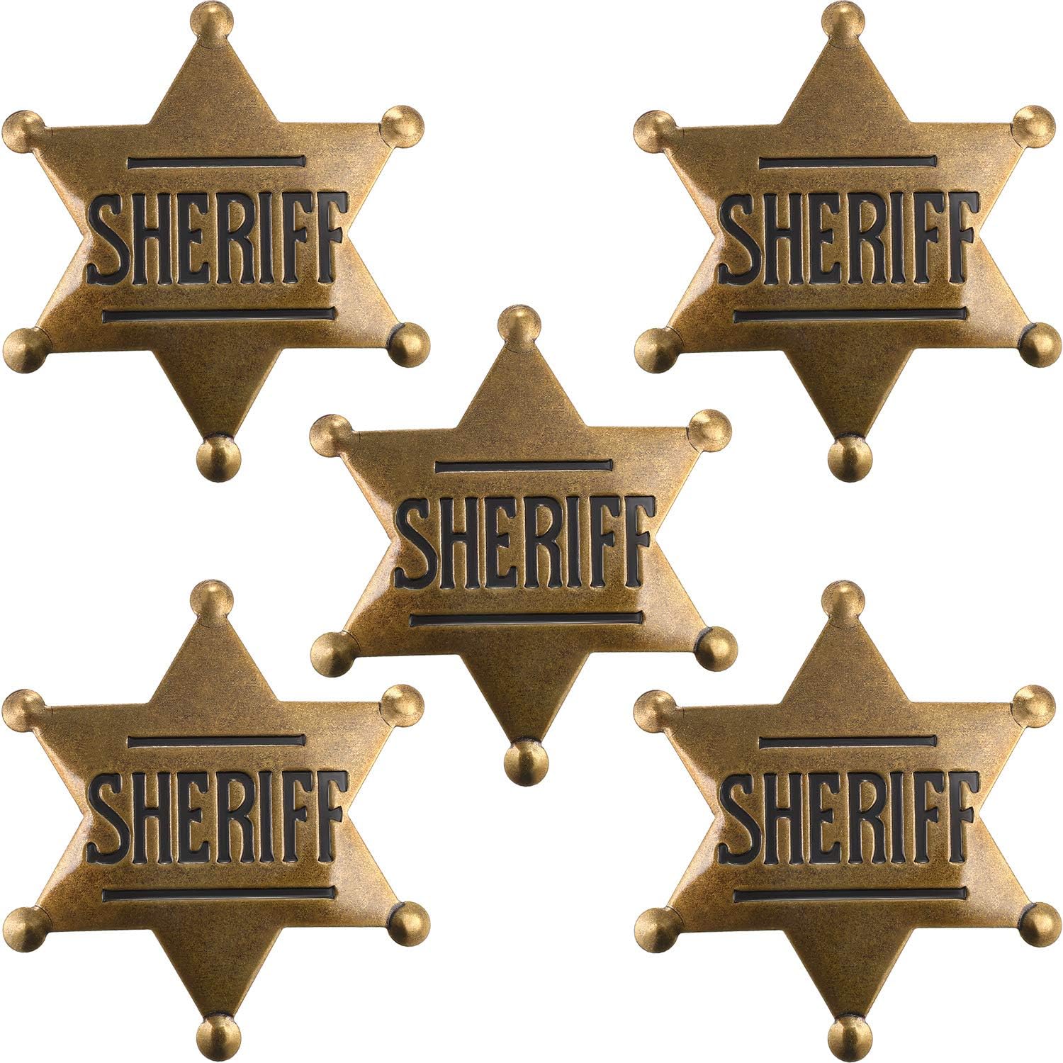 Set 5 Insigne Sheriff Metalice, bronz, 5x5cm - eMAG.ro
