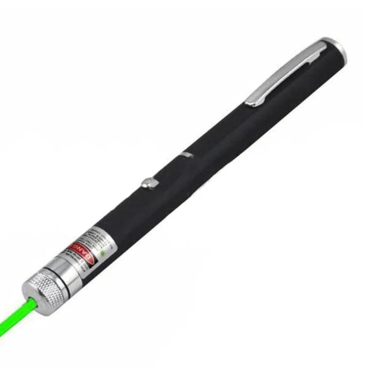 Indicator laser BGHYHYHI, verde, 5mW, tip stilou, alimentare cu 2 baterii AAA