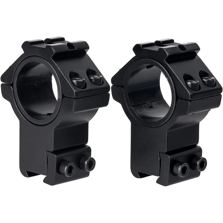 Set 2 inele de montare pentru luneta, Aluminiu, 30Mm/25.4Mm, Negru